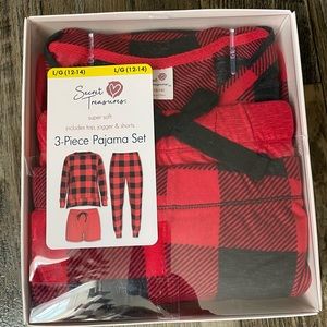 Brand New 3 pc Women’s Pajamas Set (Red & Black Plaid)